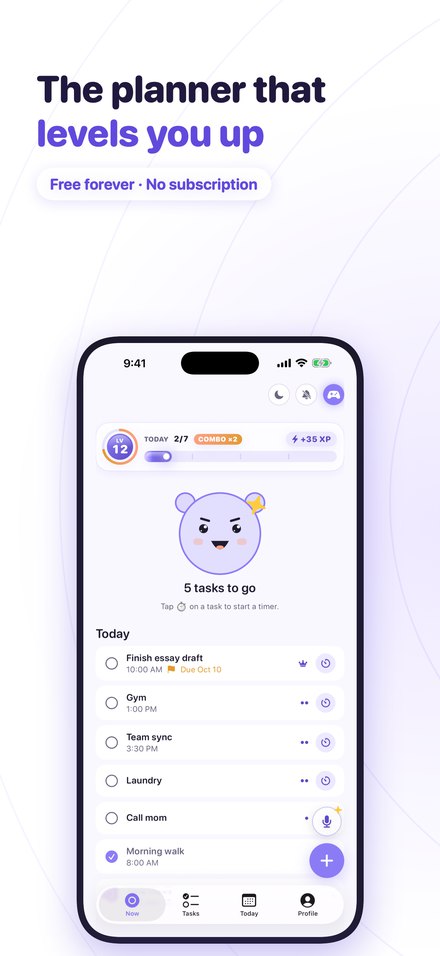 TaskXP screenshot: now