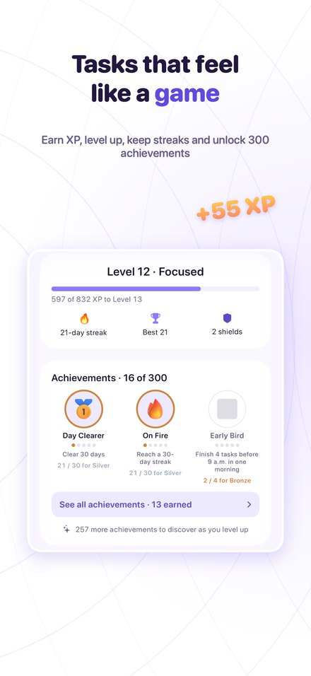 TaskXP screenshot: profile